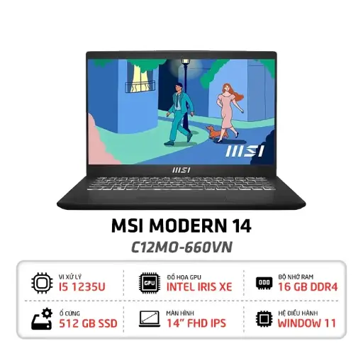 Laptop MSI Modern 14 C12MO 660VN