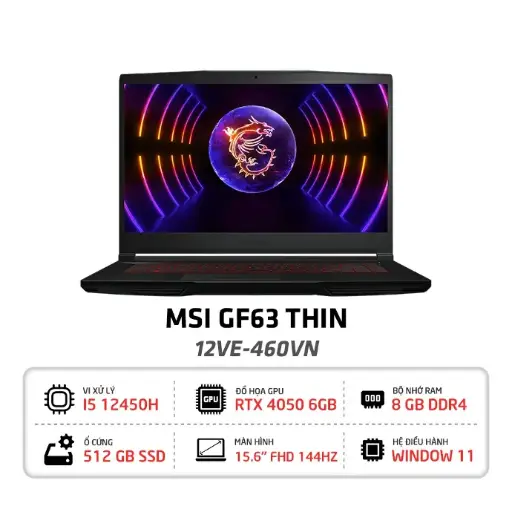 Laptop Gaming MSI GF63 12VE 460VN